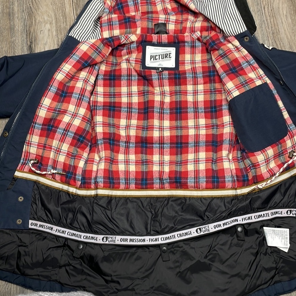 Picture Organic Women’s Navy Blue and White Hooded Snow Jacket, size small - Picture 9 of 15